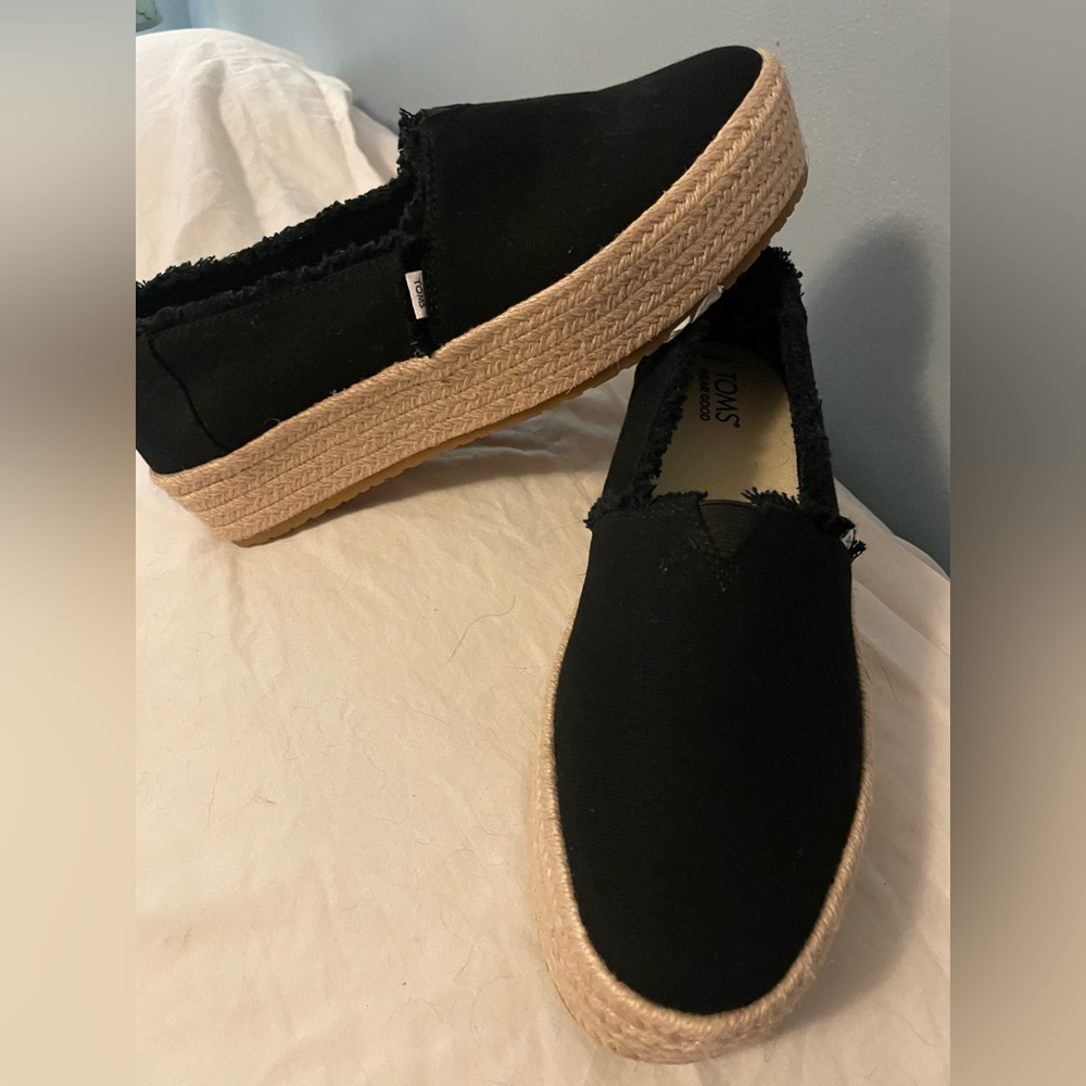 TOMS Black Canvas Espadrilles